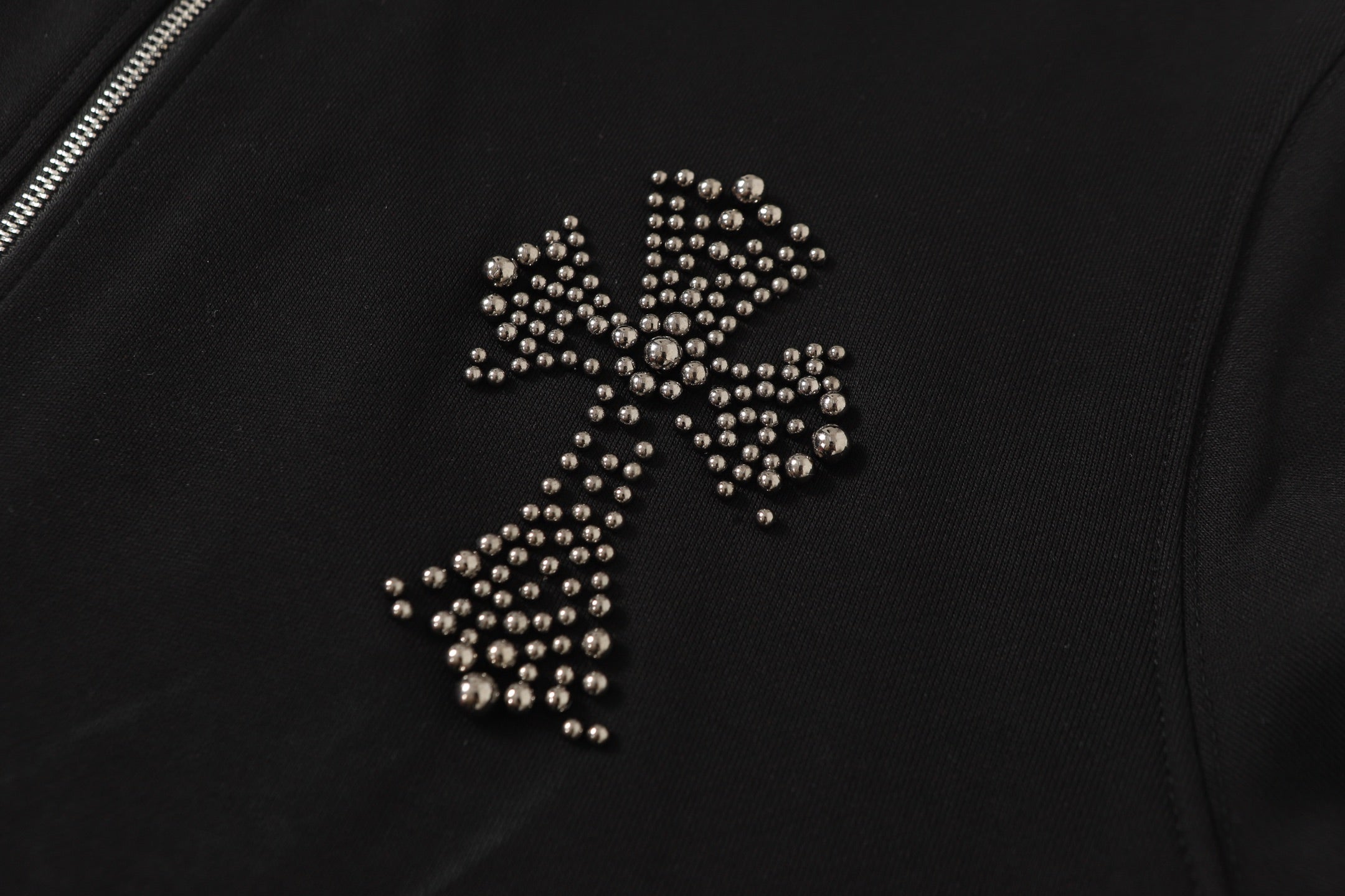 Rhinestone Cross Hoodie - Black Gothic Streetwear Sweatshirt 2633