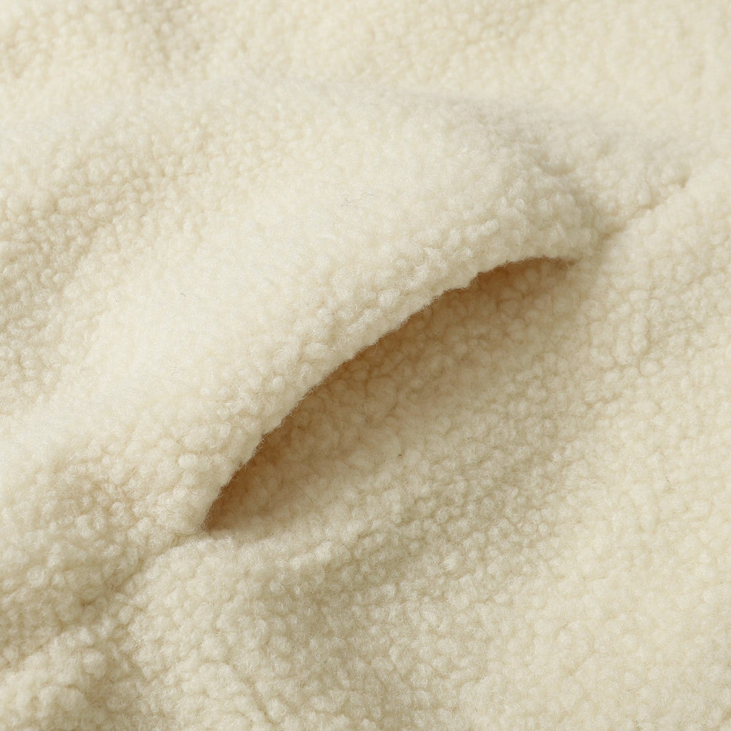 Horseshoe Embroidered Sherpa Jacket - Black Cream Gothic Coat 825