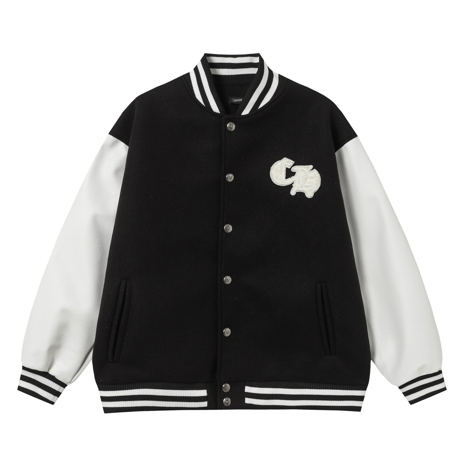 Varsity Jacket - Black White Gothic Baseball Coat 2206