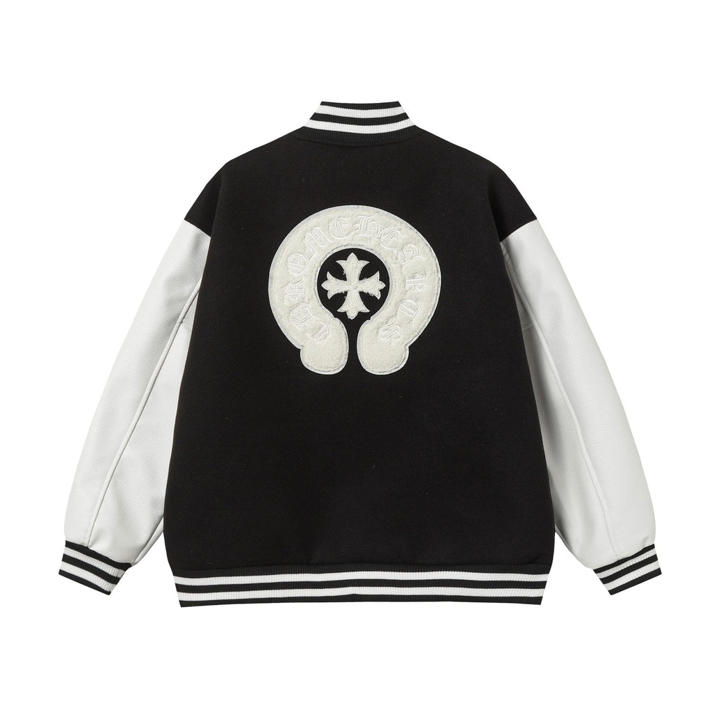 Varsity Jacket - Black White Gothic Baseball Coat 2206